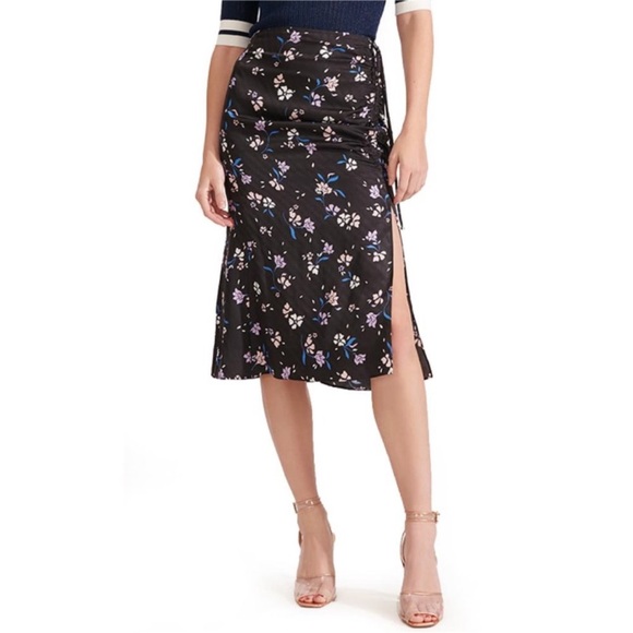 Veronica Beard Dresses & Skirts - Veronica Beard Vanity Ruched Floral Print Silk Blend Skirt Size 4 Midi Slit